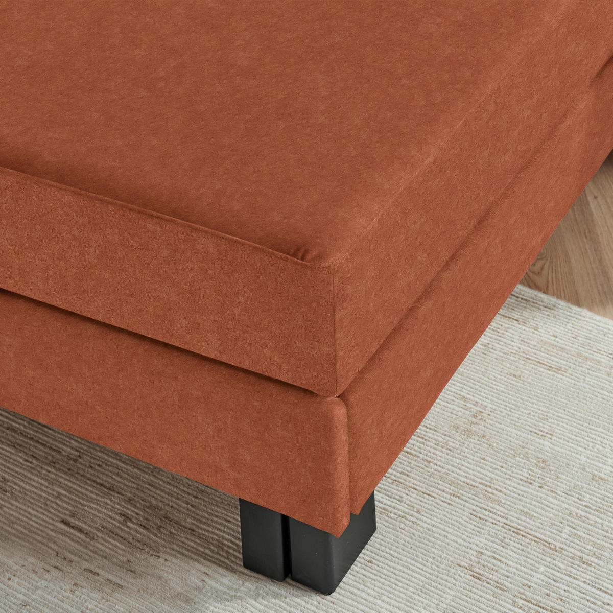 LIEGE  in Velours Rostfarben  - Eiche dunkel/Rostfarben, MODERN, Holz/Textil (137/72/155cm) - Joka