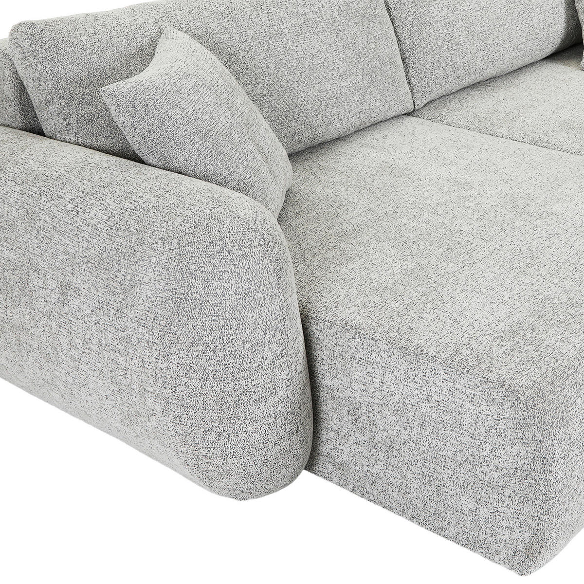 BIGSOFA Flachgewebe Grau  - Schwarz/Grau, KONVENTIONELL, Kunststoff/Textil (250/72/145cm) - Carryhome