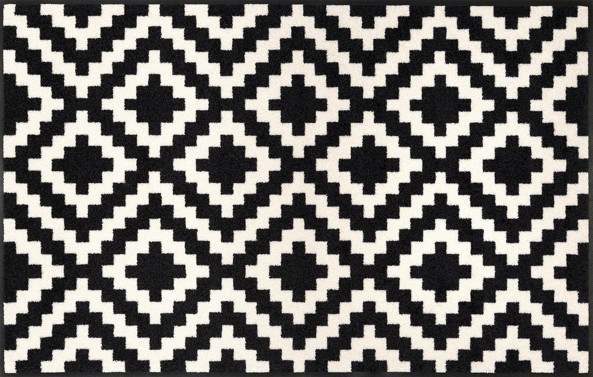 KÜCHENTEPPICH 75/120 cm Kalmar Schwarz, Weiß  - Schwarz/Weiß, Design, Kunststoff/Textil (75/120cm) - wash+dry