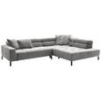 ECKSOFA Grau Cord  - Schwarz/Grau, KONVENTIONELL, Textil/Metall (311/219cm) - Hom`in