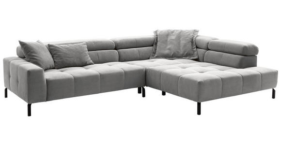 ECKSOFA Grau Cord  - Schwarz/Grau, KONVENTIONELL, Textil/Metall (311/219cm) - Hom`in