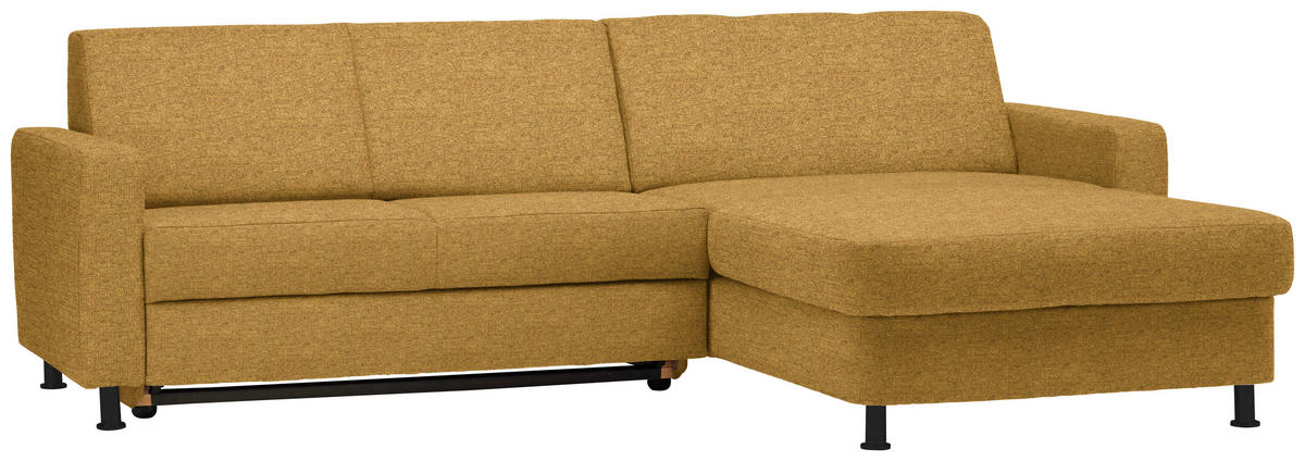 ECKSOFA in Webstoff Honig  - Schwarz/Honig, Design, Kunststoff/Textil (257/165cm) - Xora