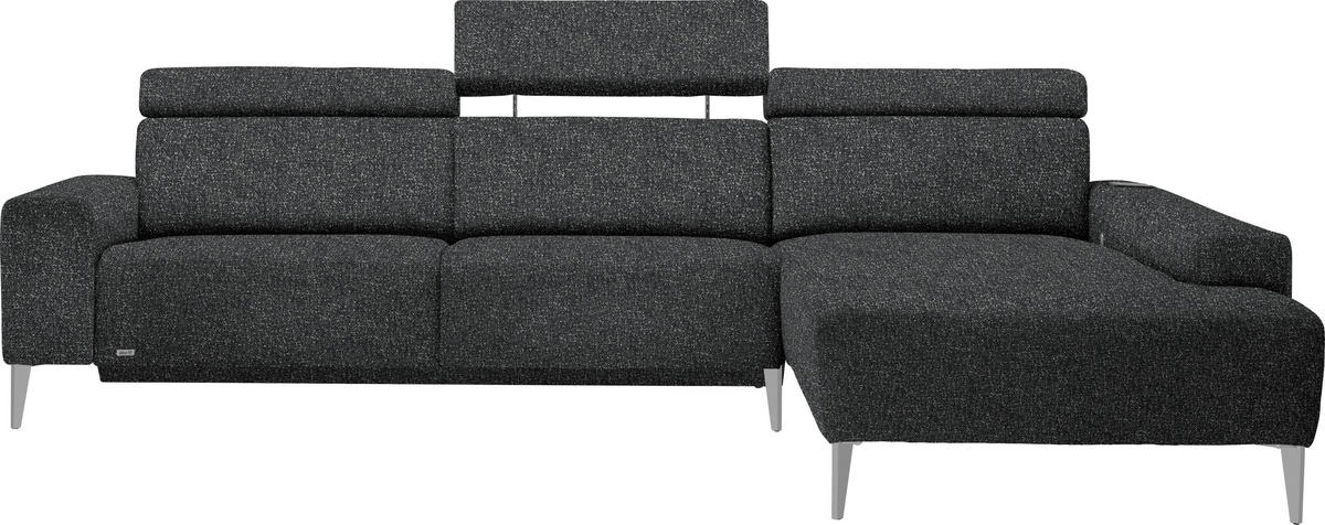 ECKSOFA  in Mikrovelours Anthrazit  288/205 cm  - Anthrazit/Alufarben, Design, Textil (288/205cm) - Sedda