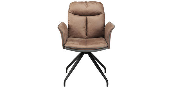 ARMLEHNSTUHL  in Eisen Lederlook, Mikrofaser  - Schwarz/Braun, Design, Textil/Metall (63,5/87,5/68,5cm) - Hom`in