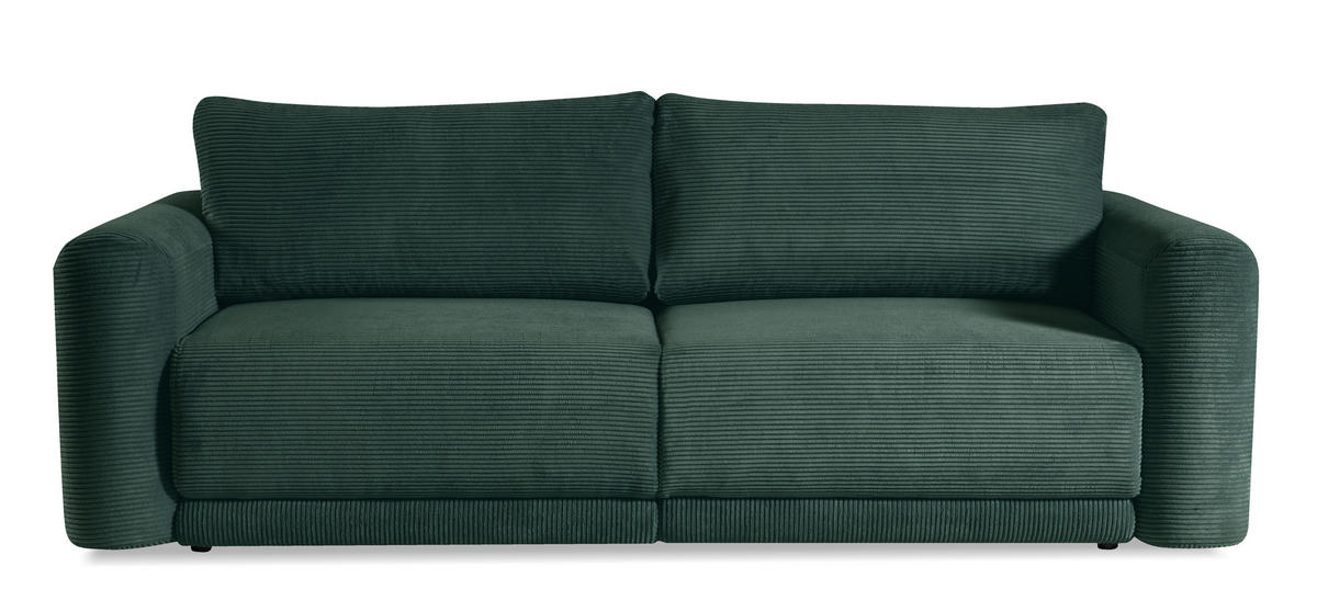 SCHLAFSOFA NORMAN in gerippt Grün  - Schwarz/Grün, Design, Kunststoff/Textil (252/93/167cm) - Livetastic