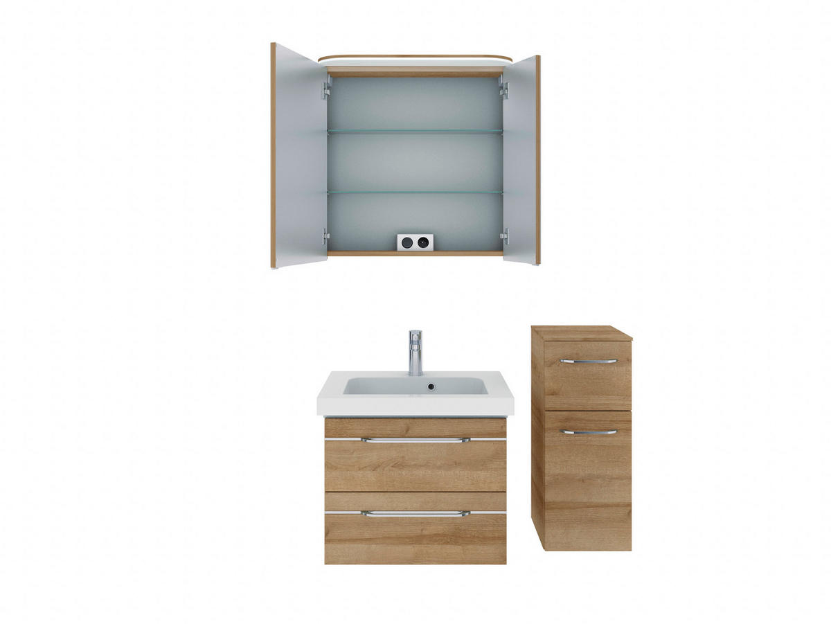 BADEZIMMER 4-teilig  in 100 cm  - Chromfarben/Eichefarben, KONVENTIONELL, Glas/Holzwerkstoff (100cm) - Pelipal