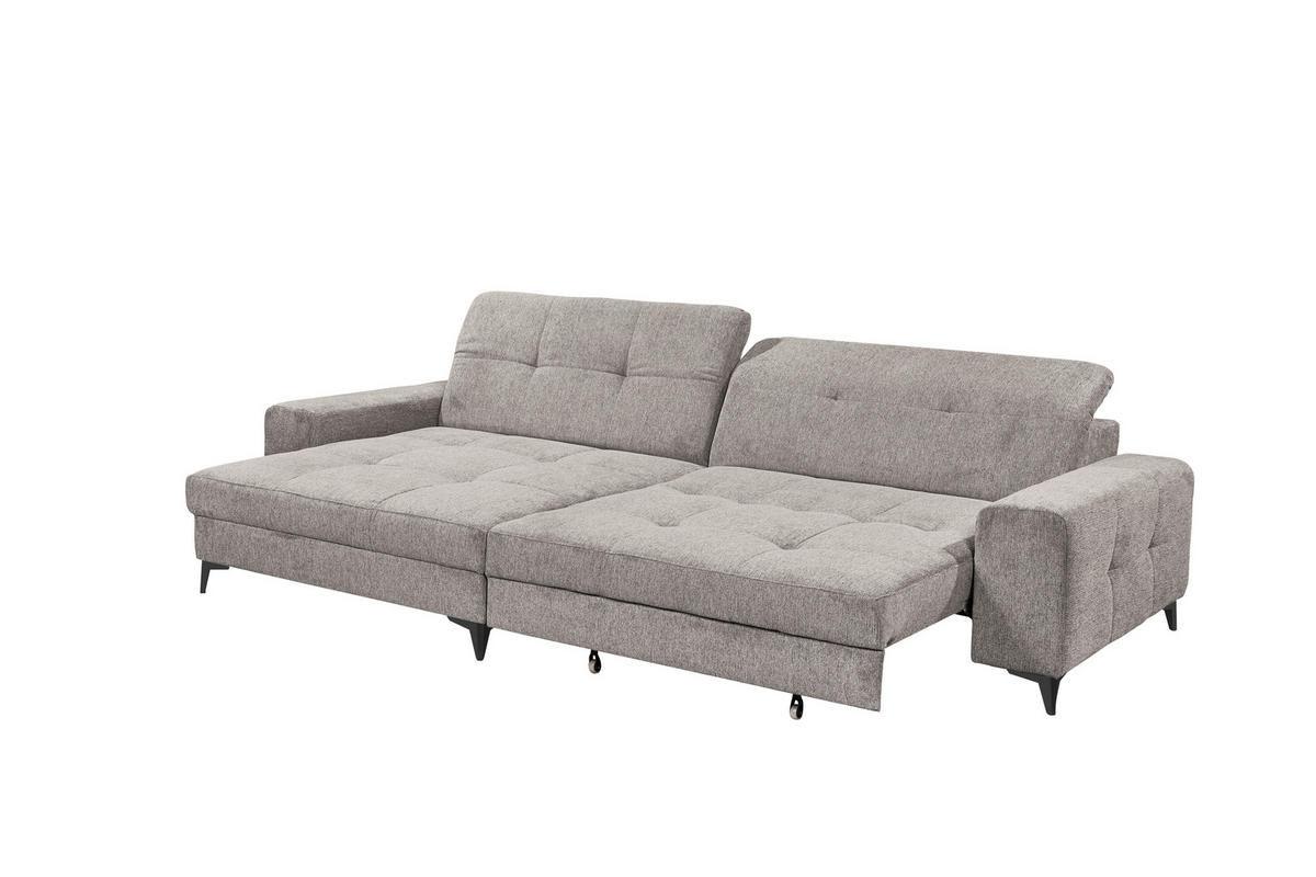 ECKSOFA Mikrovelours Taupe  - Taupe/Schwarz, Design, Kunststoff/Textil (182/328cm) - MID.YOU