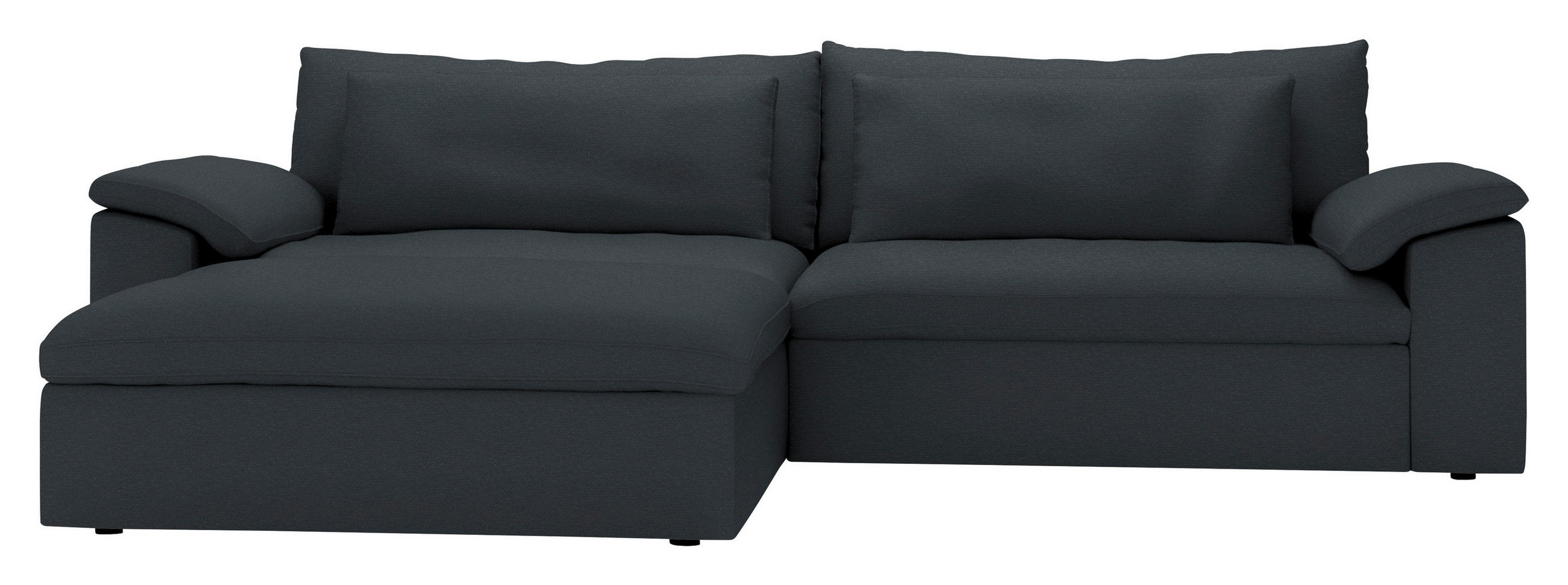 ECKSOFA  Chenille Dunkelgrau  - Dunkelgrau/Schwarz, Modern, Kunststoff/Textil (198/306cm) - Carryhome