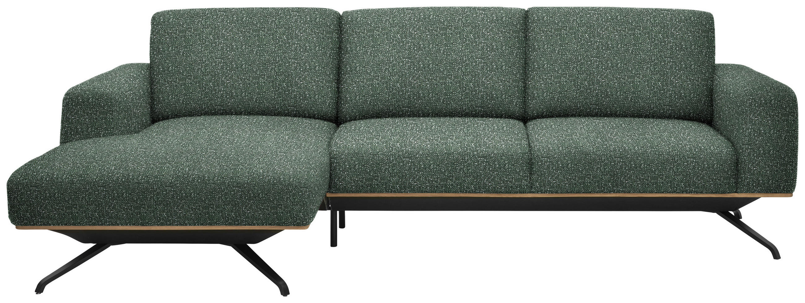 ECKSOFA in Struktur Grün  - Schwarz/Grün, Design, Textil/Metall (157/262cm) - Novel