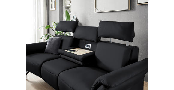 TRAPEZSOFA in Echtleder Anthrazit  - Anthrazit/Schwarz, KONVENTIONELL, Leder/Metall (221/103/95cm) - Dieter Knoll