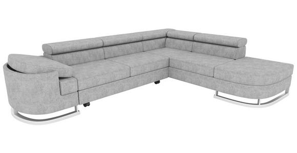 ECKSOFA in Lederlook Hellgrau  - Chromfarben/Hellgrau, KONVENTIONELL, Textil/Metall (278/224cm) - Carryhome