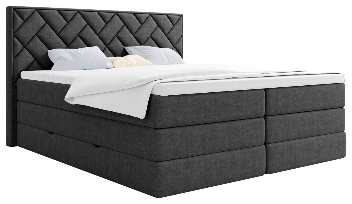BOXSPRINGBETT 140/200 cm  in Anthrazit  - Anthrazit/Schwarz, MODERN, Holzwerkstoff/Kunststoff (140/200cm) - MID.YOU
