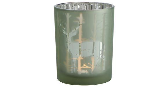 Teelichthalter Baltus D/H: ca. 10,2/12,5cm - Grau/Grün, KONVENTIONELL, Glas (10,2/12,5cm) - Ombra