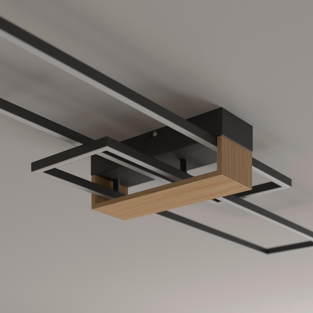 Plafonieră Cu Led 38 W    96,5/25/9 cm  - negru, Basics, plastic/lemn (96,5/25/9cm) - Novel