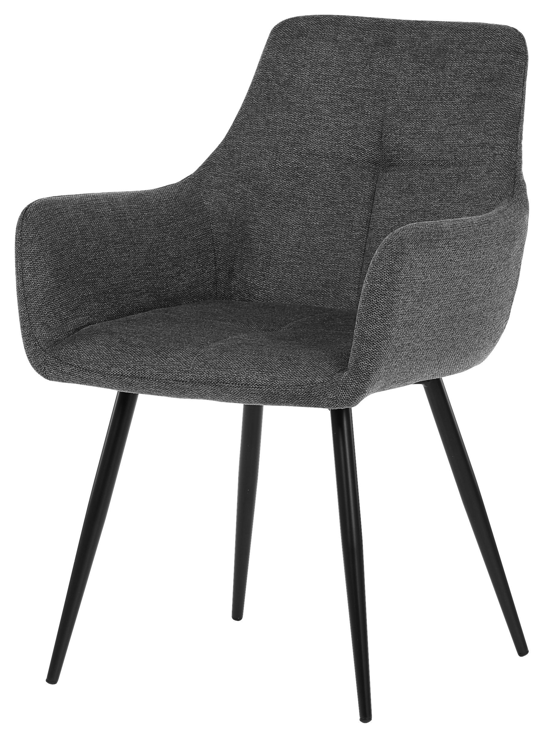 STOLIČKA S PODRÚČKAMI, sivá - čierna/sivá, Modern, kov/textil (58/84/60cm) - Carryhome