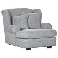 XXL-SESSEL in Cord Hellgrau  - Beige/Dunkelbraun, Design, Holz/Textil (121/100/140cm) - Ambia Home