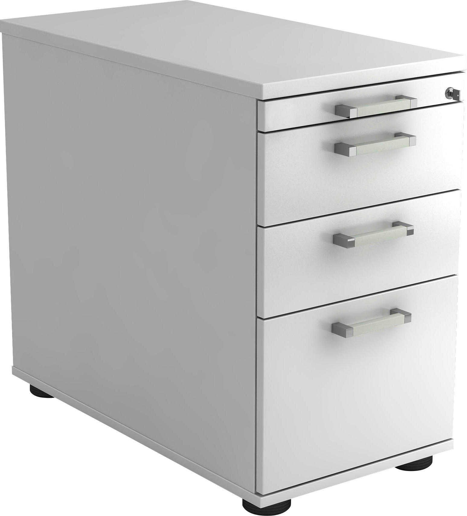 ANSTELLCONTAINER Weiß  - Chromfarben/Schwarz, KONVENTIONELL, Holzwerkstoff/Metall (42,8/72-76/80cm) - Venda