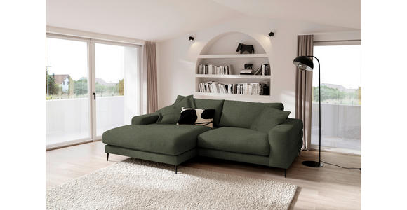 ECKSOFA  in Flachgewebe Dunkelgrün Rücken echt  177/253 cm  - Dunkelgrün/Schwarz, Design, Textil/Metall (177/253cm) - Dieter Knoll