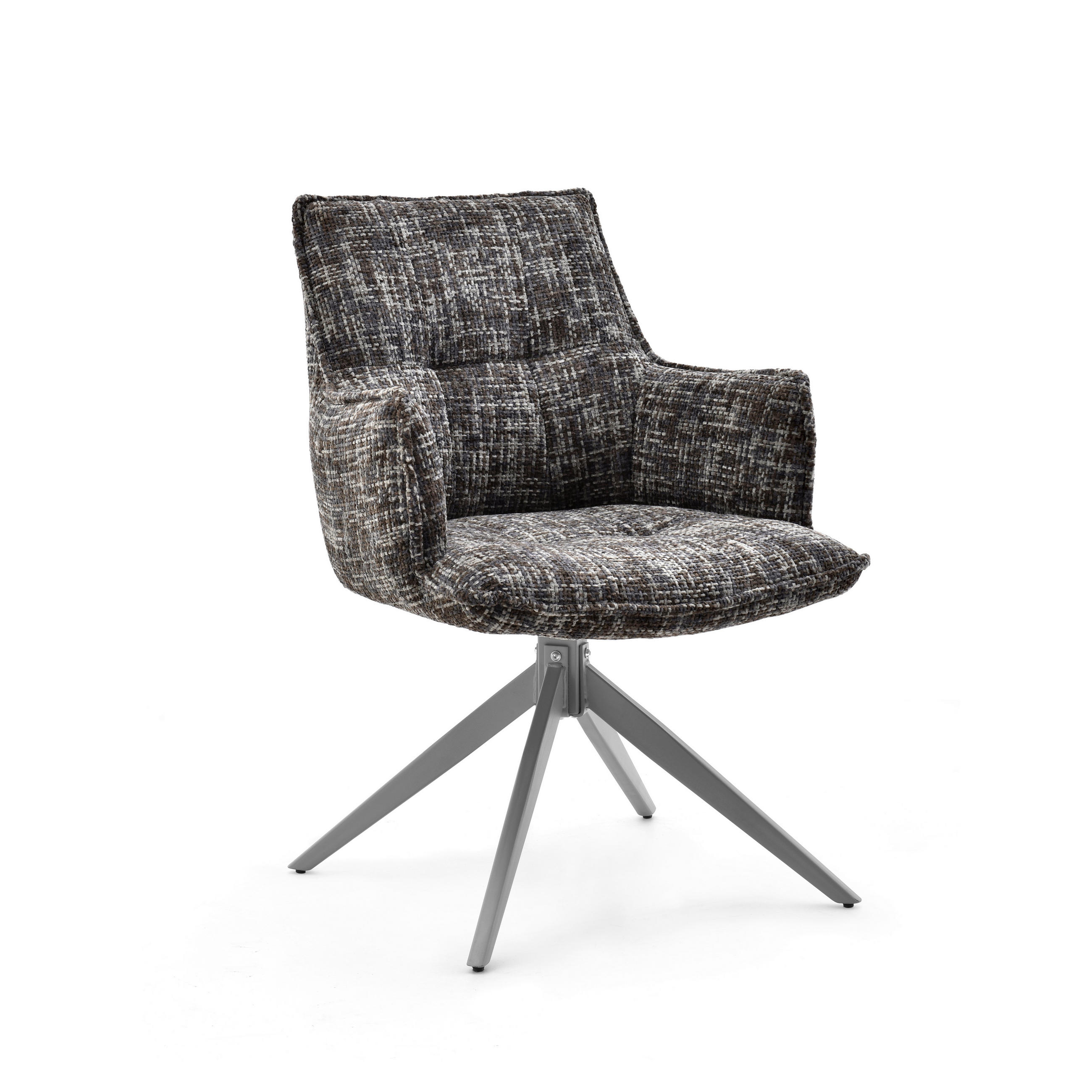 ARMLEHNSTUHL  Sitzfläche 180° drehbar Flachgewebe  Grau  - Grau, MODERN, Textil/Metall (59/85/63cm) - MID.YOU