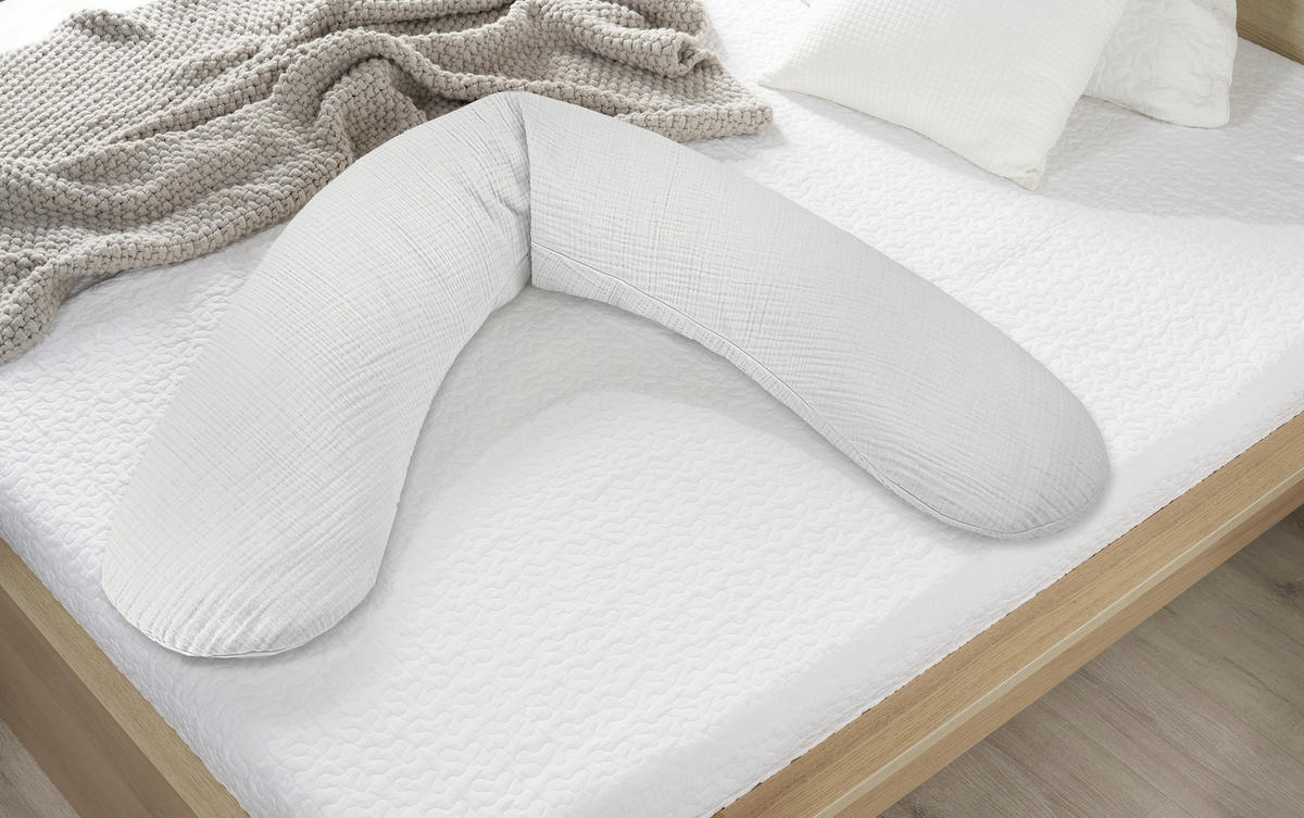 STILLKISSEN 190 cm Musselin   - Hellgrau, Basics, Textil (190cm) - Theraline