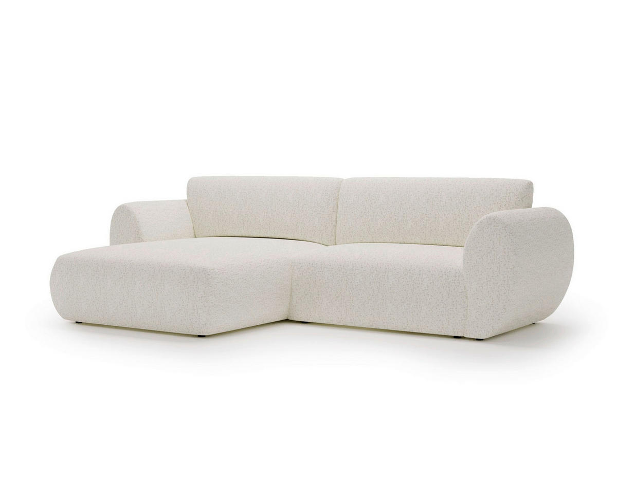 ECKSOFA SOLIS in Chenille Creme  170/288 cm  - Creme/Schwarz, Design, Kunststoff/Textil (170/288cm) - Livetastic