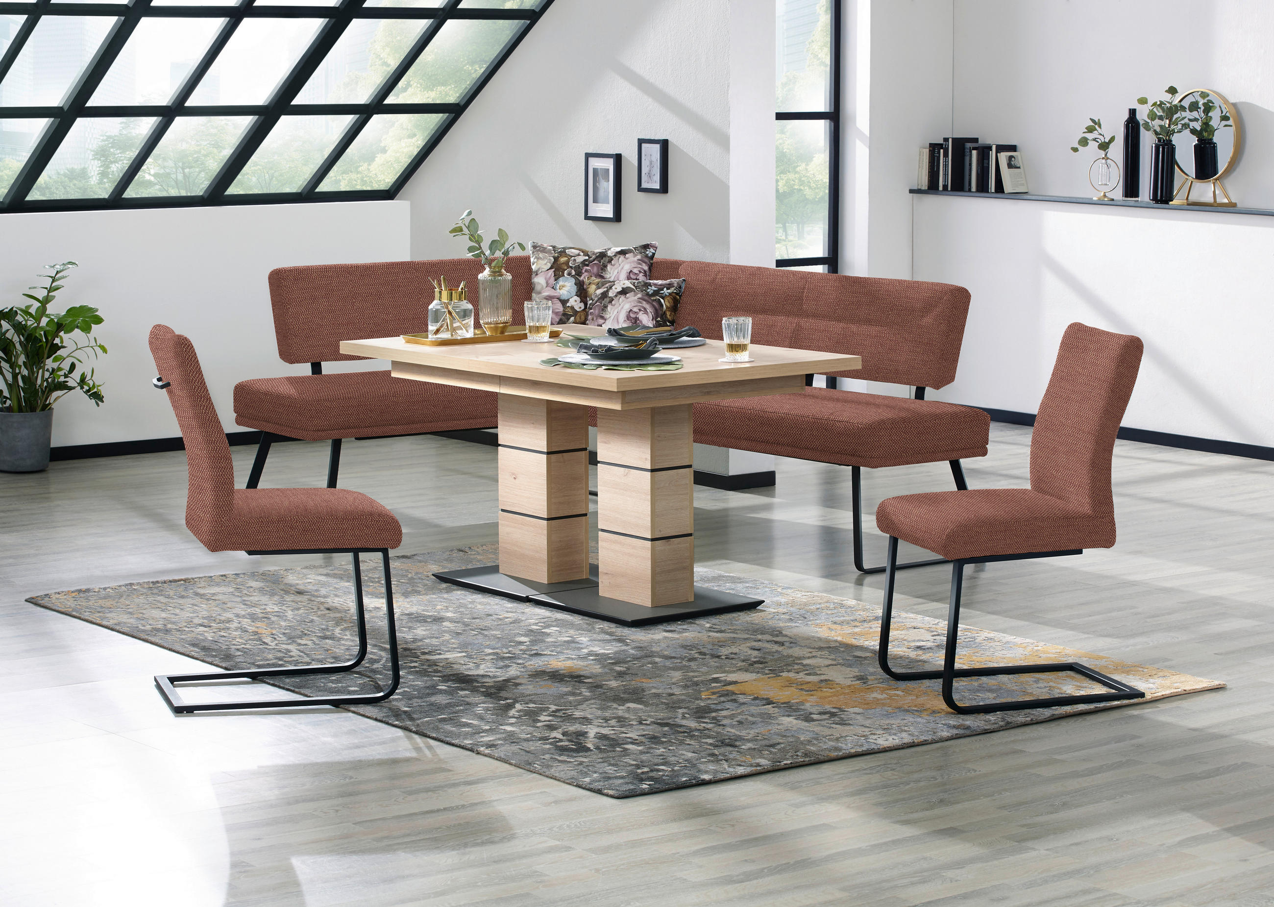 SCHWINGSTUHL  in Stahl Chenille  - Bordeaux/Schwarz, Design, Textil/Metall (47/93/58cm) - Dieter Knoll