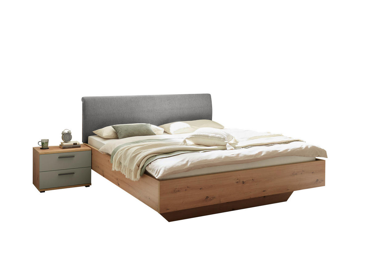 BETTANLAGE 180/200 cm  in Grau, Salbeigrün, Eiche Artisan  - Salbeigrün/Eiche Artisan, KONVENTIONELL, Holzwerkstoff/Textil (180/200cm) - Xora