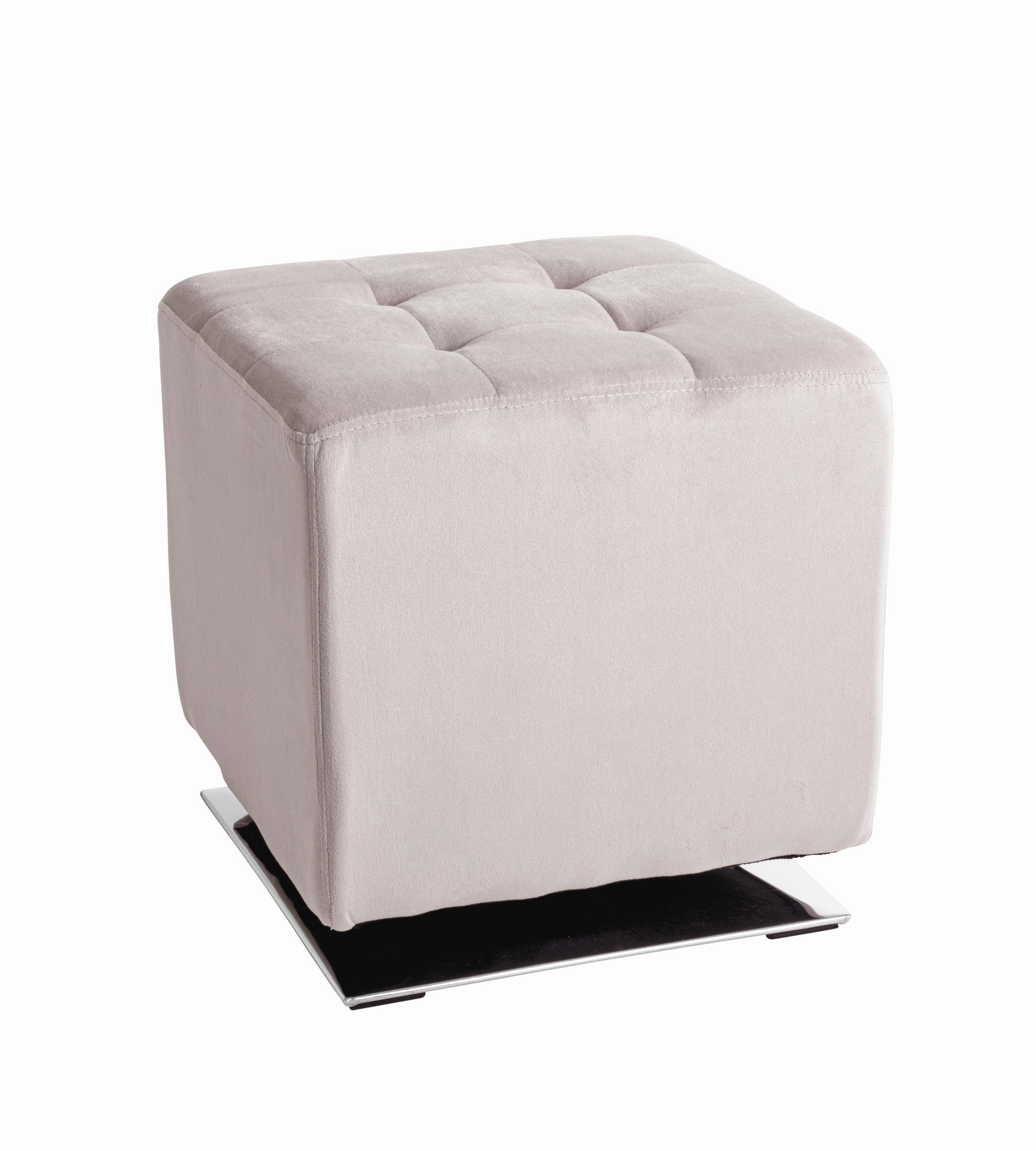 HOCKER in Textil Kaschmir  - Chromfarben/Kaschmir, MODERN, Textil/Metall (41/43/41cm)