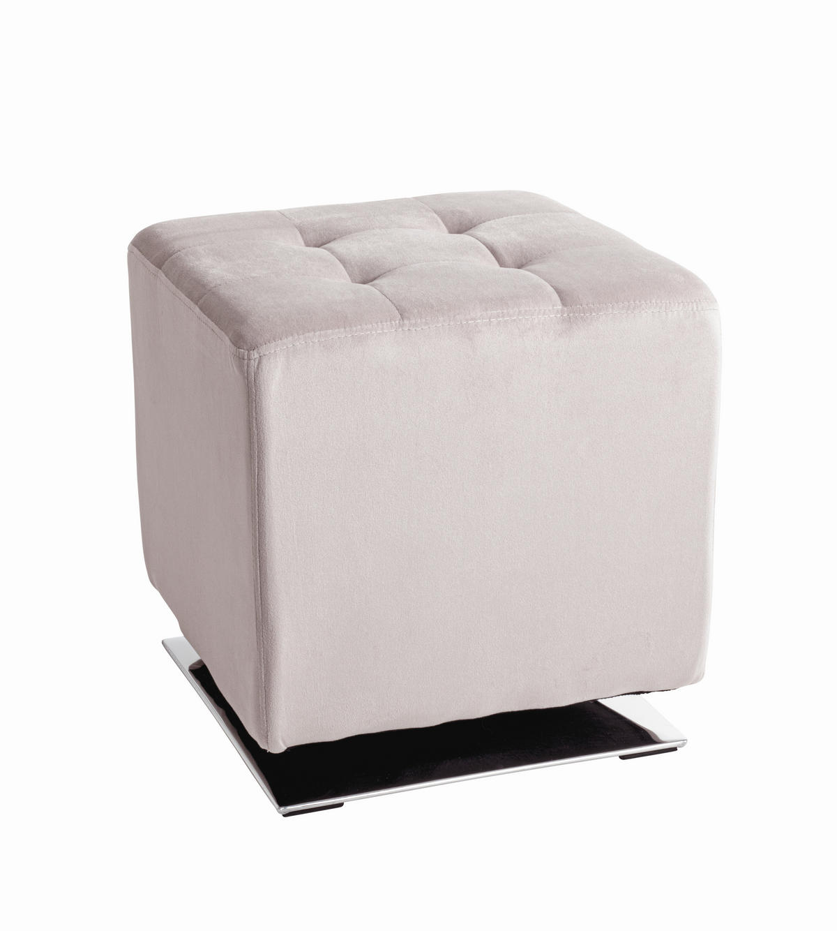 HOCKER in Textil Kaschmir  - Chromfarben/Kaschmir, MODERN, Textil/Metall (41/43/41cm)