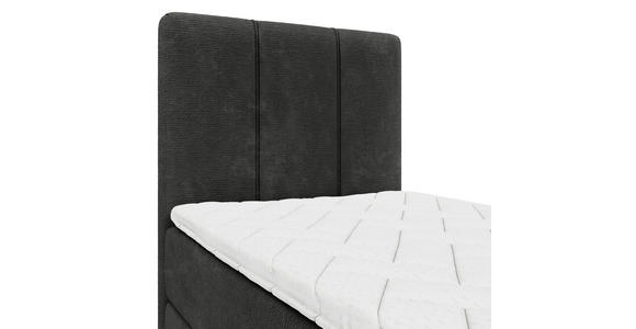 BOXBETT 70/200 cm,  in Anthrazit, Matratze, gepolstertes Kopfteil, Bettkasten, Topper, H3 = fest  - Anthrazit/Schwarz, Design, Holzwerkstoff/Kunststoff (70/200cm) - Esposa