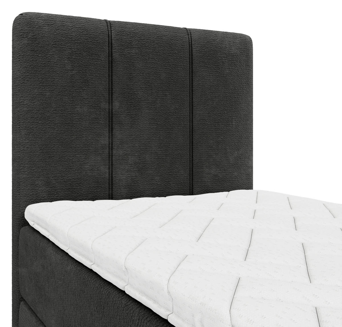 BOXBETT 80/200 cm,  in Anthrazit, Matratze, gepolstertes Kopfteil, Bettkasten, Topper, H3 = fest  - Anthrazit/Schwarz, Design, Holzwerkstoff/Kunststoff (80/200cm) - Esposa
