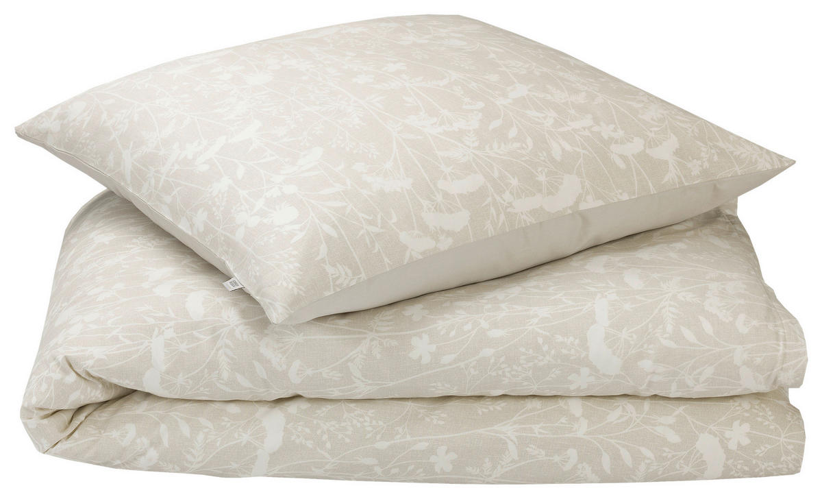 POVLEČENÍ, satén, krémová, světle šedá, béžová, 140/200 cm - krémová/světle šedá, Basics, textil (140/200cm) - Schöner Wohnen