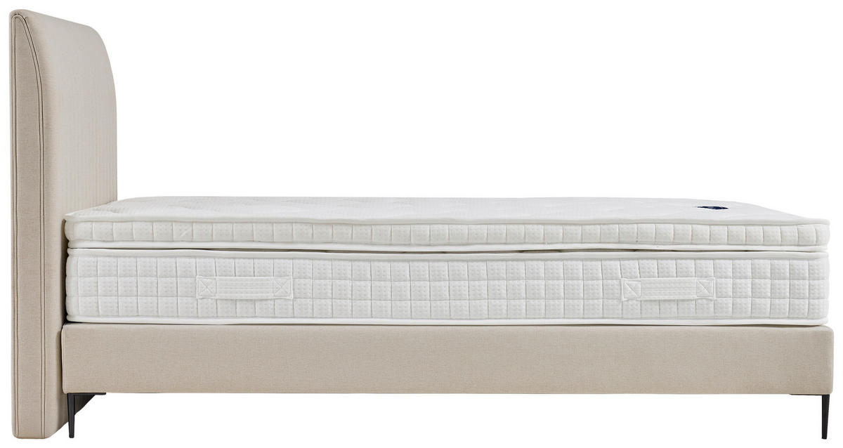 BOXSPRINGOVÁ POSTEĽ, 140/200 cm, krémová - čierna/prírodná farba, Modern, kov/kompozitné drevo (140/200cm) - MID.YOU