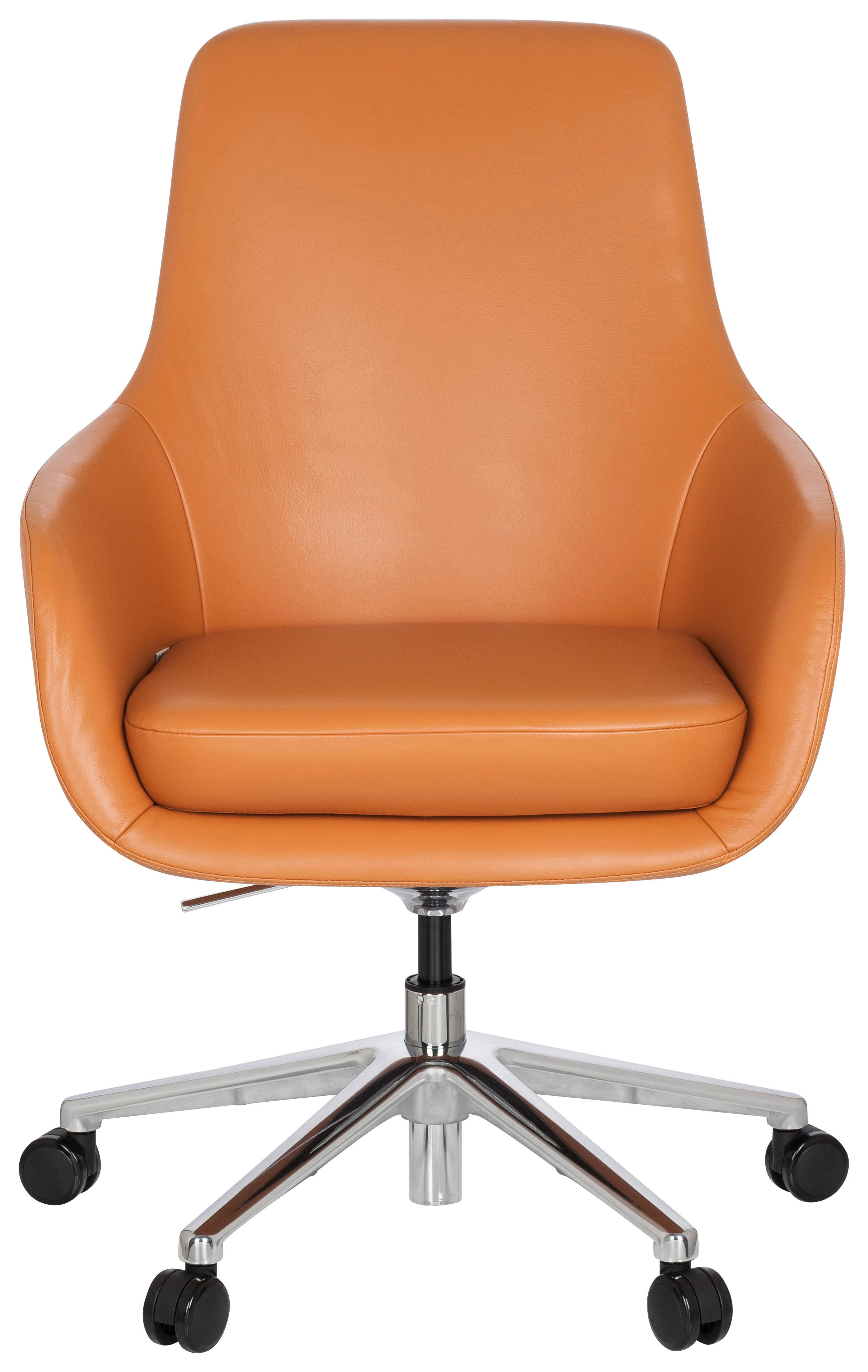 DREHSTUHL Lederlook Orange  - Alufarben/Orange, MODERN, Leder/Kunststoff (65/104/54cm) - MID.YOU