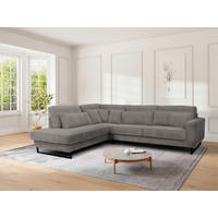 ECKSOFA ICON Grau Cord Zierkissen, Rückenkissen, Nierenkissen  - Schwarz/Grau, KONVENTIONELL, Textil/Metall (284/253cm) - Livetastic