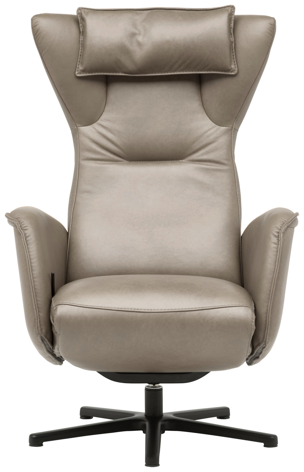 RELAXSESSEL Leder Greige  - Greige/Schwarz, Design, Leder/Metall (75/106/86cm) - Valdera