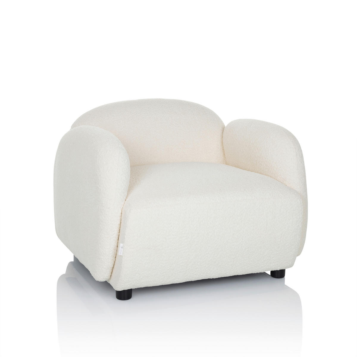 LOUNGESESSEL Bouclé Weiß    - Schwarz/Weiß, MODERN, Kunststoff/Textil (87/65/76cm) - MID.YOU