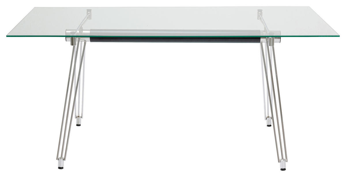 SCHREIBTISCH 160/80/71 cm  in Klar, Chromfarben  - Klar/Chromfarben, MODERN, Glas/Metall (160/80/71cm) - Kare-Design
