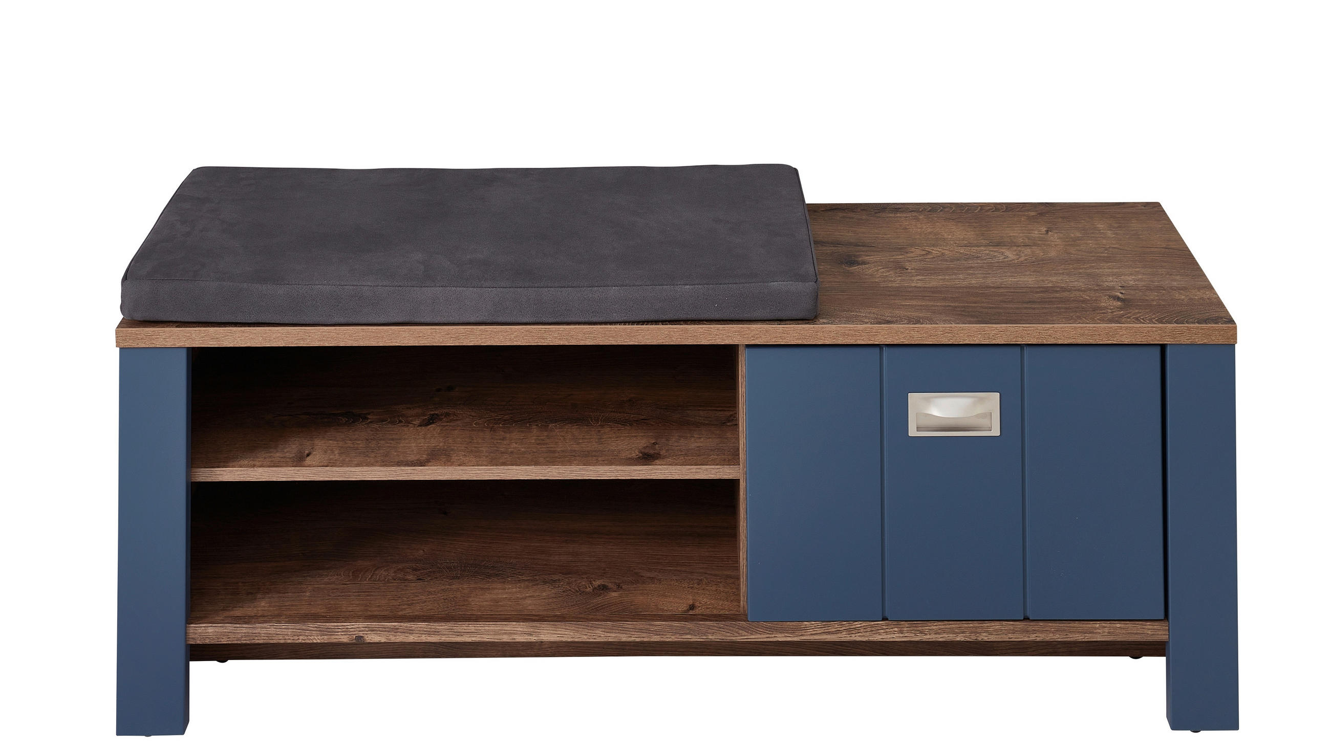 GARDEROBENBANK Blau, Braun, Eichefarben  - Blau/Eichefarben, LIFESTYLE, Metall (130/52/38cm) - MID.YOU