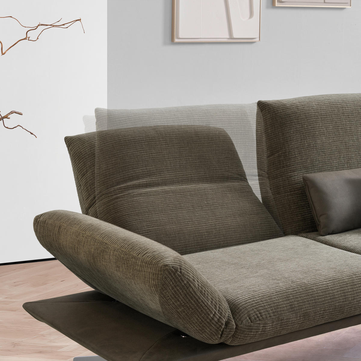 ECKSOFA in Flachgewebe Dunkelgrün  - Dunkelgrün/Edelstahlfarben, Design, Textil/Metall (277/209cm) - Koinor