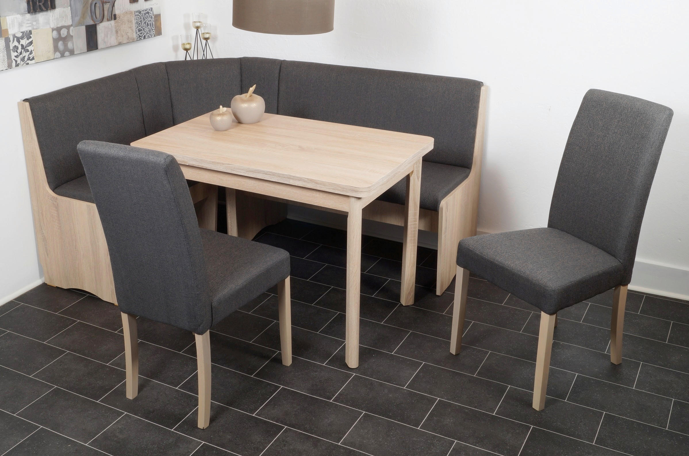 ECKBANKGRUPPE Webstoff Sonoma Eiche, Anthrazit  - Anthrazit/Sonoma Eiche, KONVENTIONELL, Holz/Textil (165/89/125cm) - MID.YOU