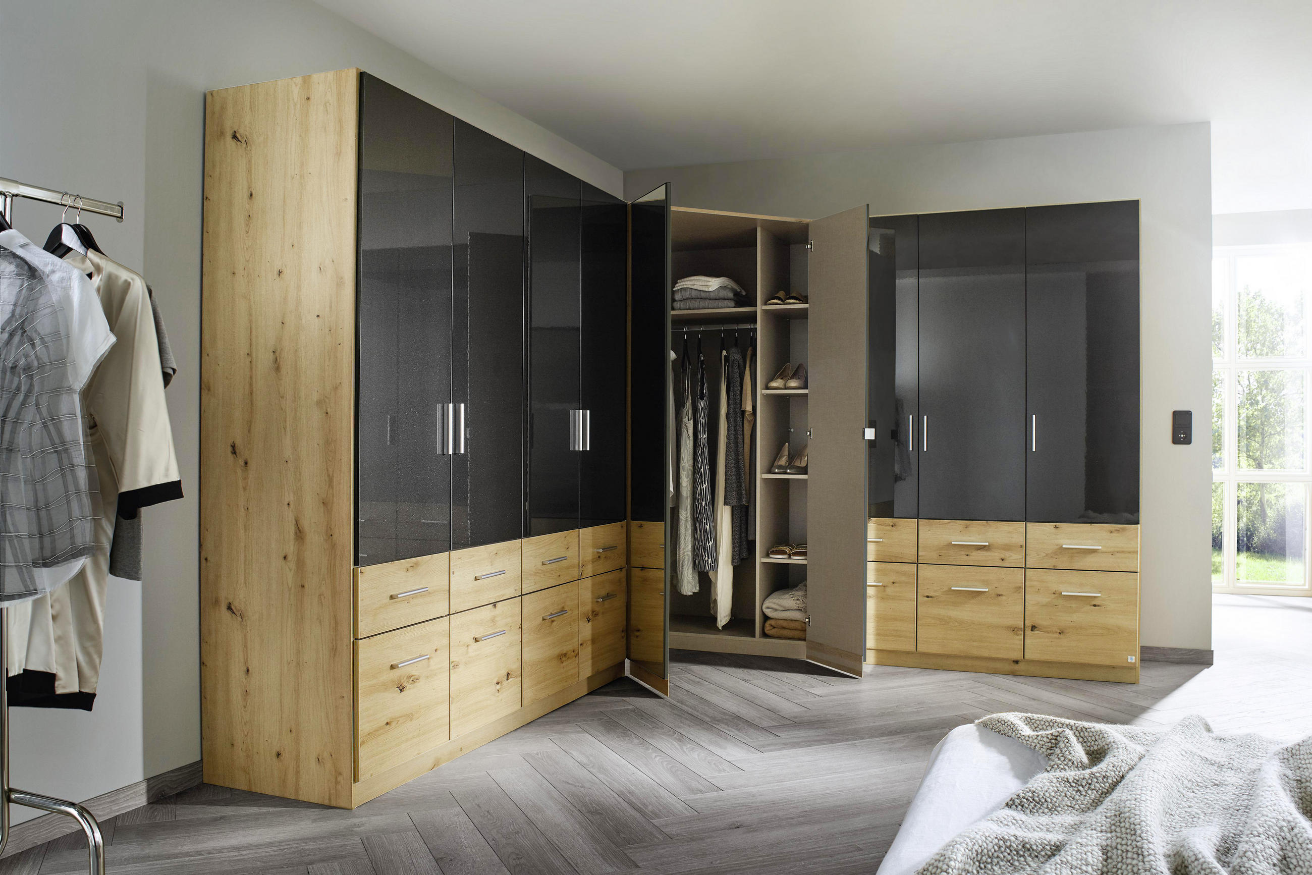 AUFSATZSCHRANK 91/39/54 cm Dunkelgrau, Eiche Artisan  - Dunkelgrau/Silberfarben, Design, Holzwerkstoff/Kunststoff (91/39/54cm) - Carryhome
