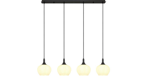 HÄNGELEUCHTE 100/18/120 cm - Schwarz/Weiß, Basics, Glas/Metall (100/18/120cm) - Novel