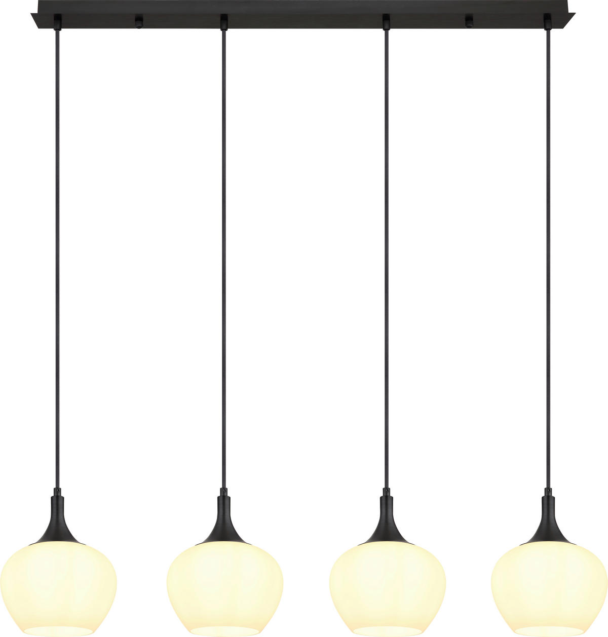 LAMPĂ SUSPENDATĂ 100/18/120 cm  - alb/negru, Basics, sticlă/metal (100/18/120cm) - Novel