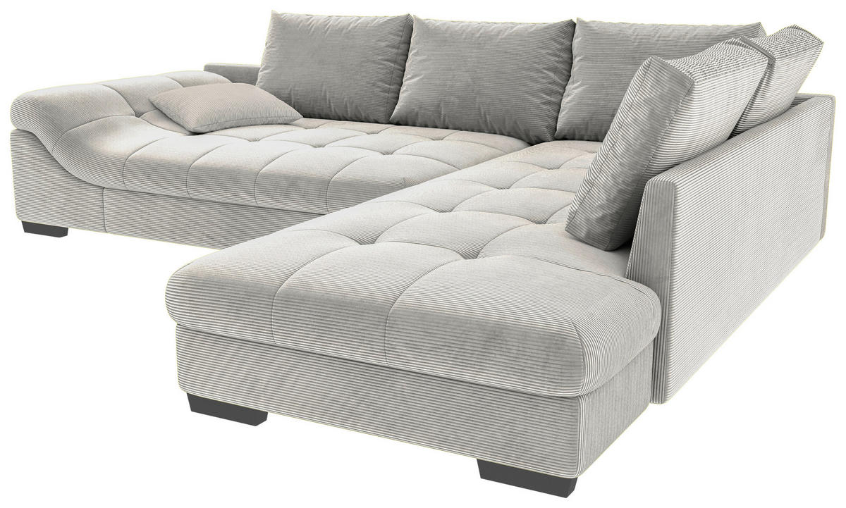ECKSOFA Naturfarben Cord Zierkissen, Rückenkissen, Rücken echt  - Schwarz/Naturfarben, KONVENTIONELL, Holz/Textil (298/202cm) - Carryhome