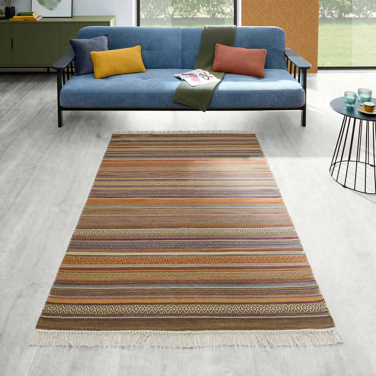 ORIENTTEPPICH  Wohnzimmer 120/180 cm Lilalu Blue M. Blau, Multicolor rechteckig  - Blau/Multicolor, KONVENTIONELL, Textil (120/180cm) - Cazaris