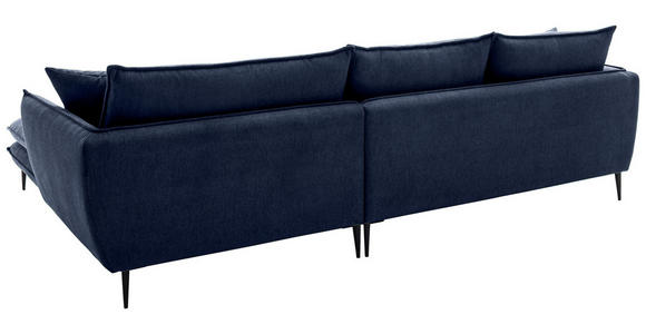 ECKSOFA  in Webstoff Dunkelblau  304/196 cm  - Schwarz/Dunkelblau, KONVENTIONELL, Textil/Metall (304/196cm) - Hom`in