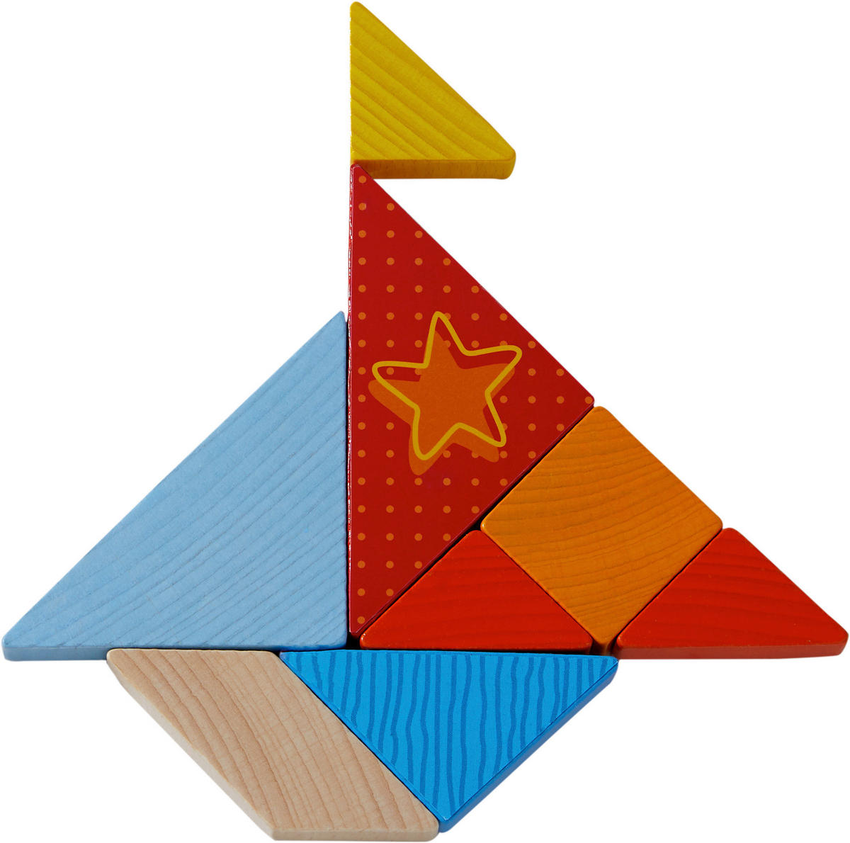 LERNSPIEL Legespiel Bunter Tangram-Mix  - Multicolor, Basics, Naturmaterialien/Holz - Haba