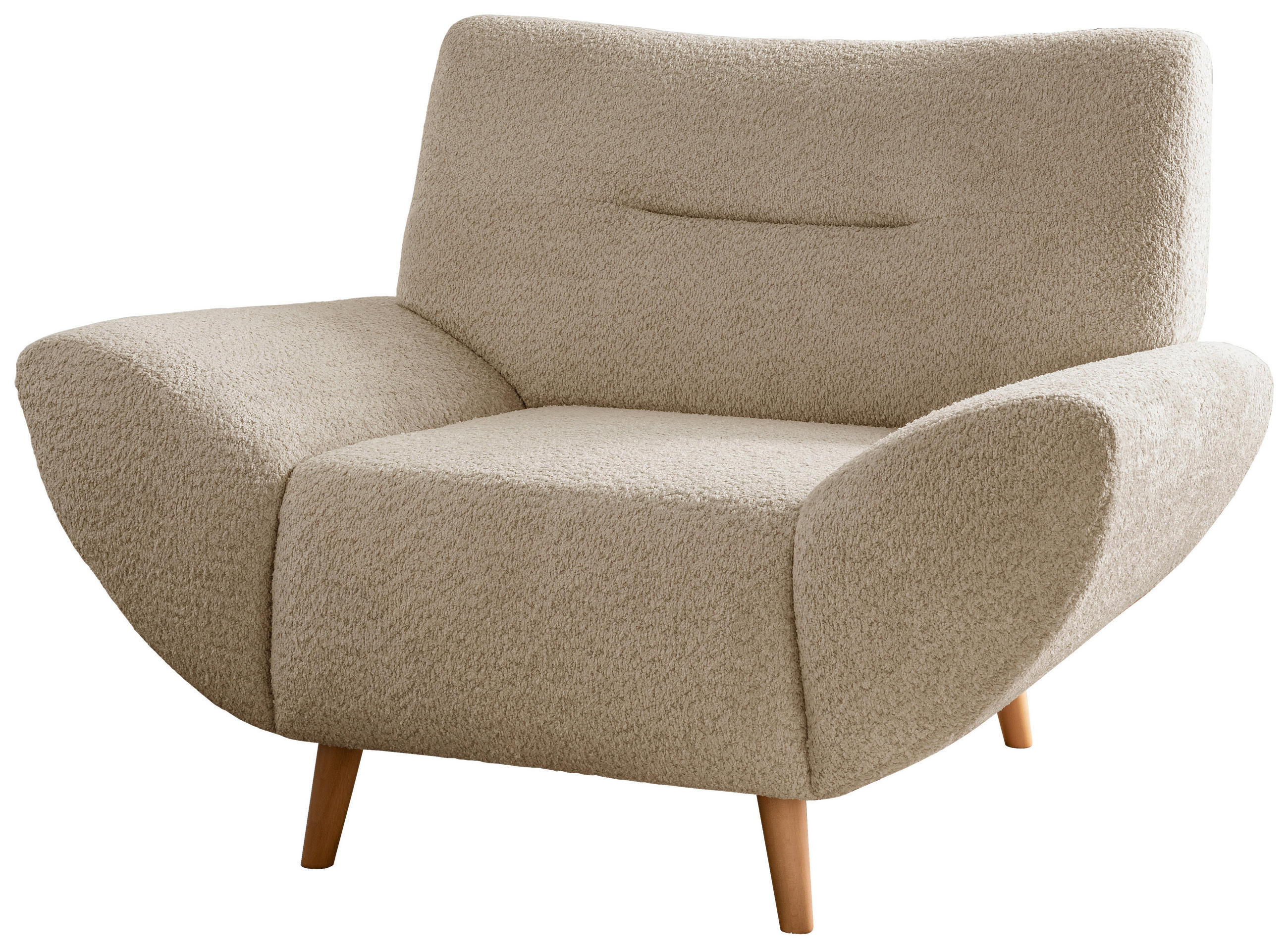SESSEL in Bouclé Beige  - Wildeiche/Beige, KONVENTIONELL, Holz/Textil (111/81/90cm) - MID.YOU