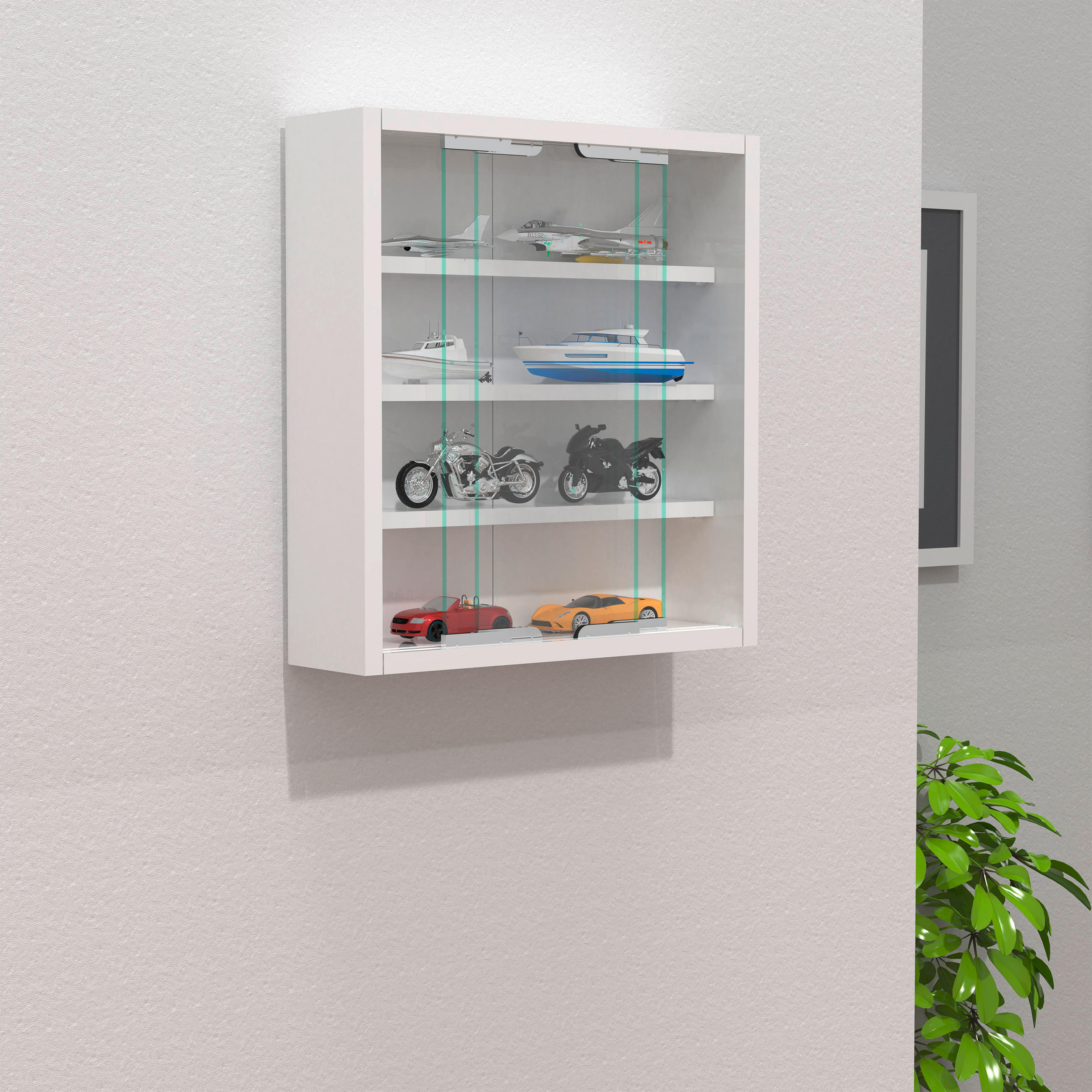 HÄNGEVITRINE in Weiß  - Silberfarben/Weiß, MODERN, Glas/Holzwerkstoff (37/40/10cm) - MID.YOU